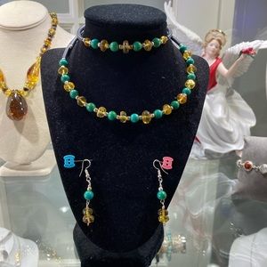 Amber with Turquoise Gemstone Set